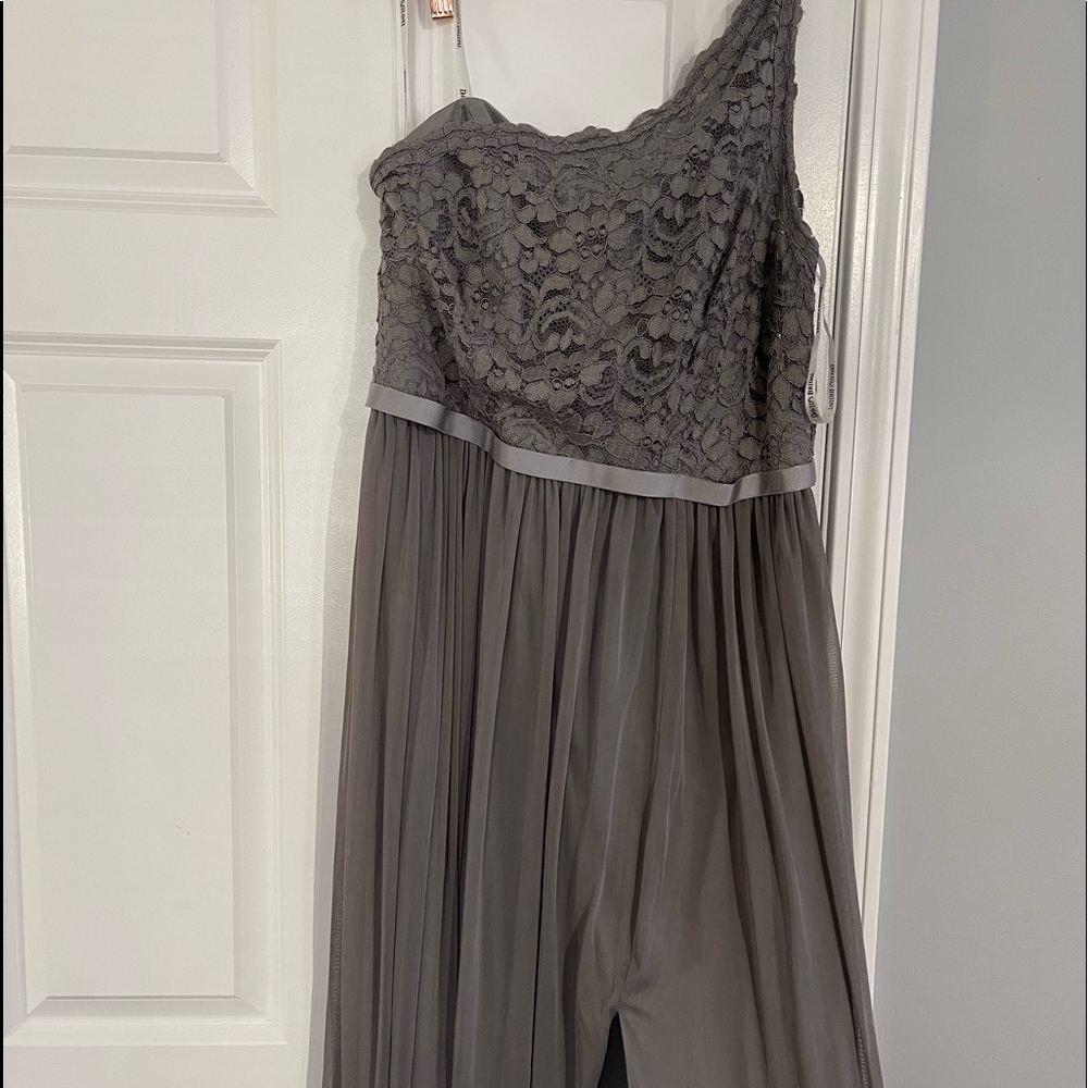 Grey One Shoulder Dress with Split.